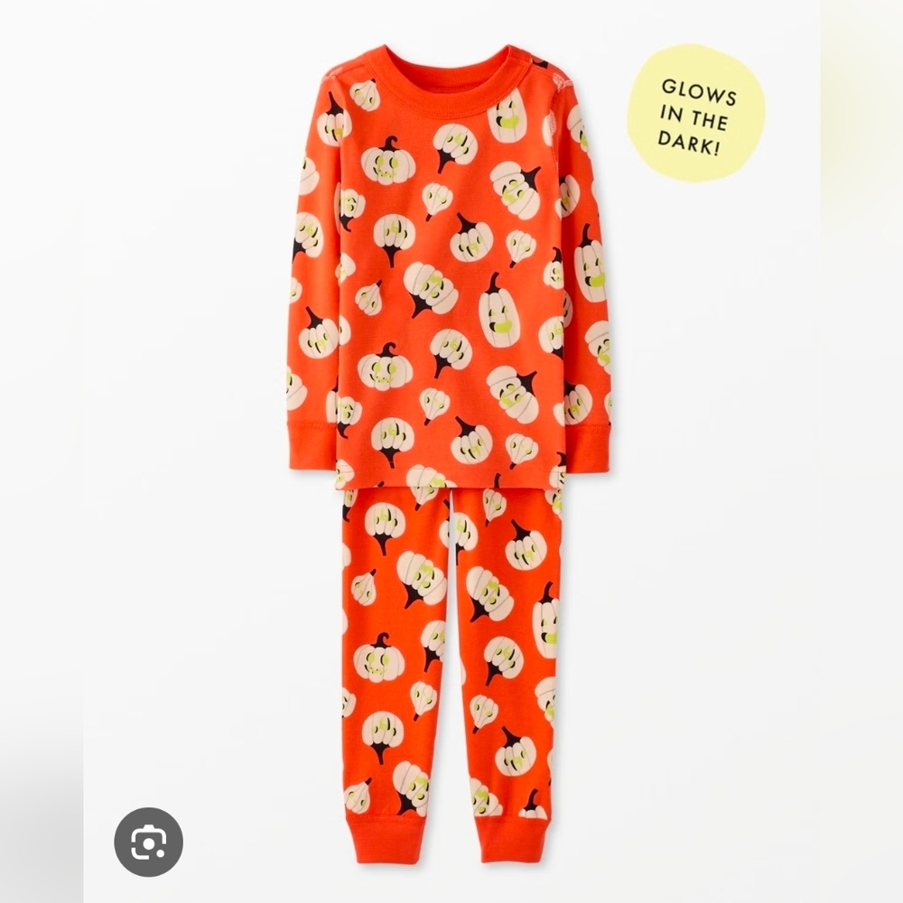 Hanna Andersson Orange Pumpkin Kids Pajama Set Size 6-7   120 cm